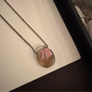 Silver and Pink Pendant Necklace